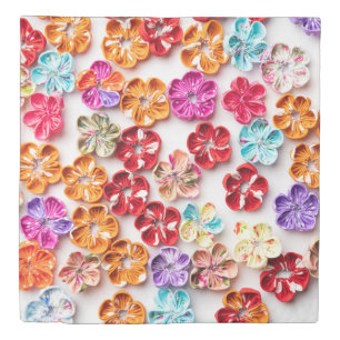 Spring Handmade sewn fabric Flowers Multicolor  Duvet Cover
