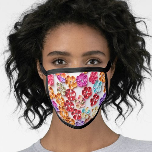Spring Handmade sewn fabric Flowers Multicolor  Face Mask
