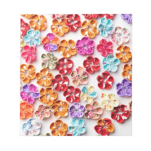 Spring Handmade sewn fabric Flowers Multicolor  Notepad