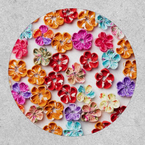 Spring Handmade sewn fabric Flowers Multicolor  Patch