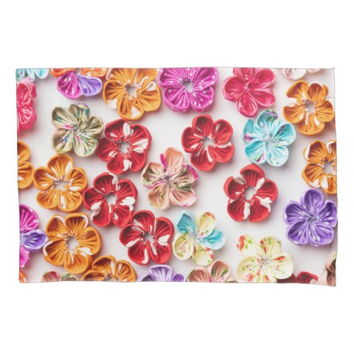 Spring Handmade sewn fabric Flowers Multicolor  Pillow Case