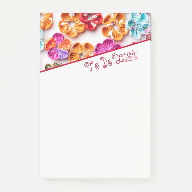 Spring Handmade sewn fabric Flowers Multicolor  Post-it Notes (Front)