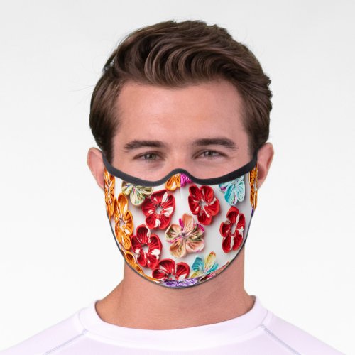 Spring Handmade sewn fabric Flowers Multicolor  Premium Face Mask