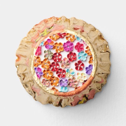 Spring Handmade sewn fabric Flowers Multicolor  Reeses Peanut Butter Cups