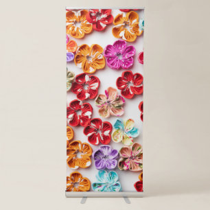 Spring Handmade sewn fabric Flowers Multicolor Retractable Banner