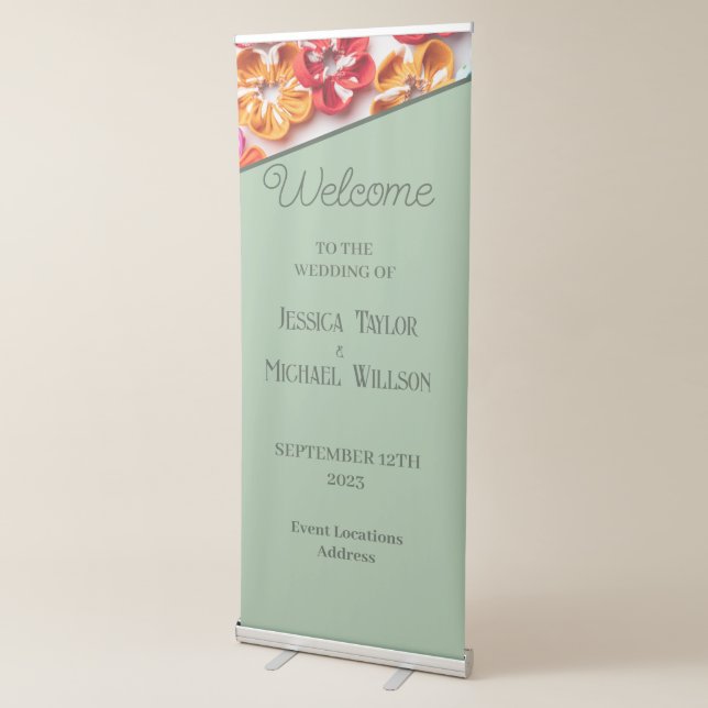 Spring Handmade sewn fabric Flowers Multicolor  Retractable Banner (3/4)