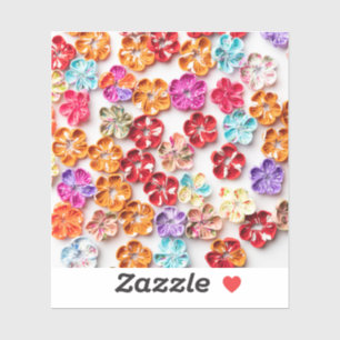 Spring Handmade sewn fabric Flowers Multicolor  Sticker