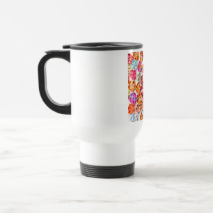 Spring Handmade sewn fabric Flowers Multicolor Travel Mug
