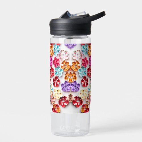Spring Handmade sewn fabric Flowers Multicolor  Water Bottle