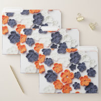 Spring handmade sewn fabric flowers orange blue 