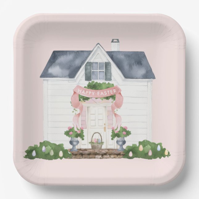 Spring | Happy Easter | House Paper Plates (Front)