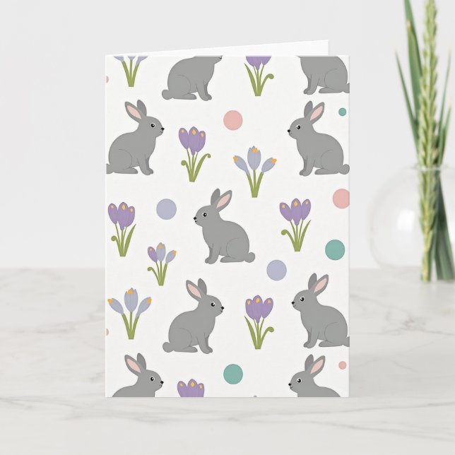 Spring Hare Floral Pattern Card (Front)