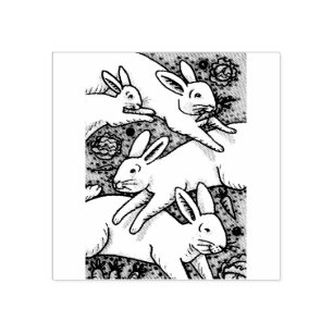 SPRING HARES, BUNNY RABBIT RUBBER STAMP