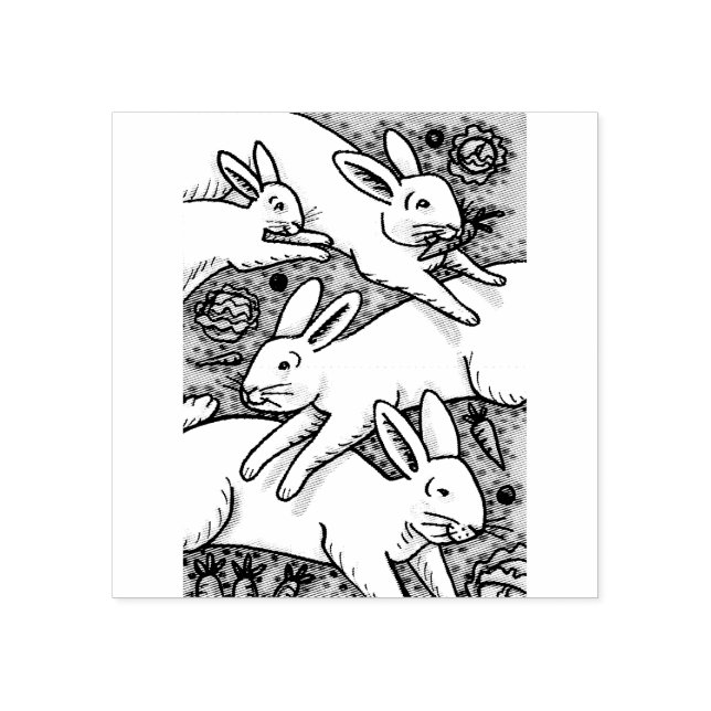 SPRING HARES, EASTER BUNNIES RUBBER STAMP (Imprint)