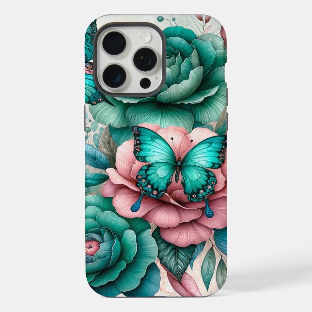 Spring Harmony: Butterfly and Floral  iPhone Case (Back)
