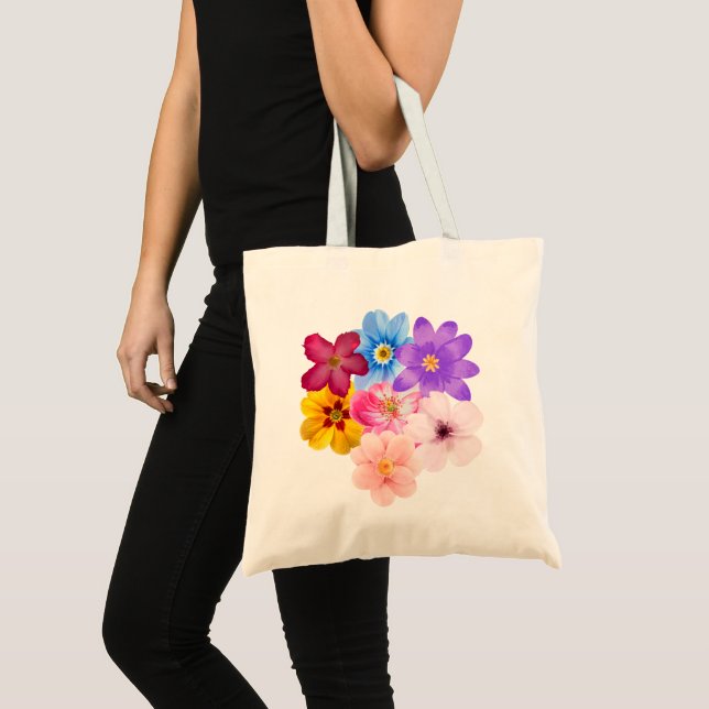 Spring Harmony - Mixed Watercolor Flower Bouquet Tote Bag (Front (Product))