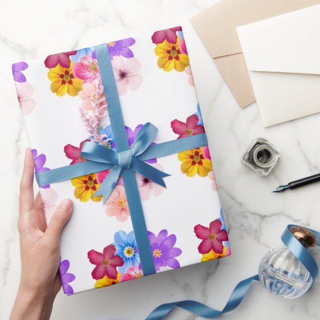 Spring Harmony - Mixed Watercolor Flower Bouquet Wrapping Paper (Gifting)