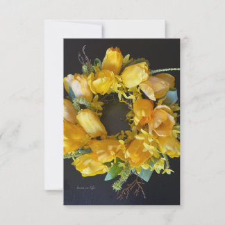 Spring Has Sprung - Yellow Floral Wreath Note Card
