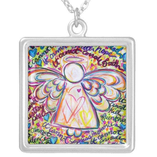 Spring Hearts Angel Cancer Cannot Necklace Pendant (Front)