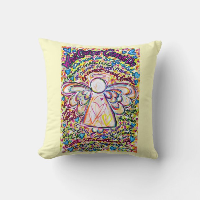 Spring Hearts Cancer Angel Decorative Throw Pillow (Front)
