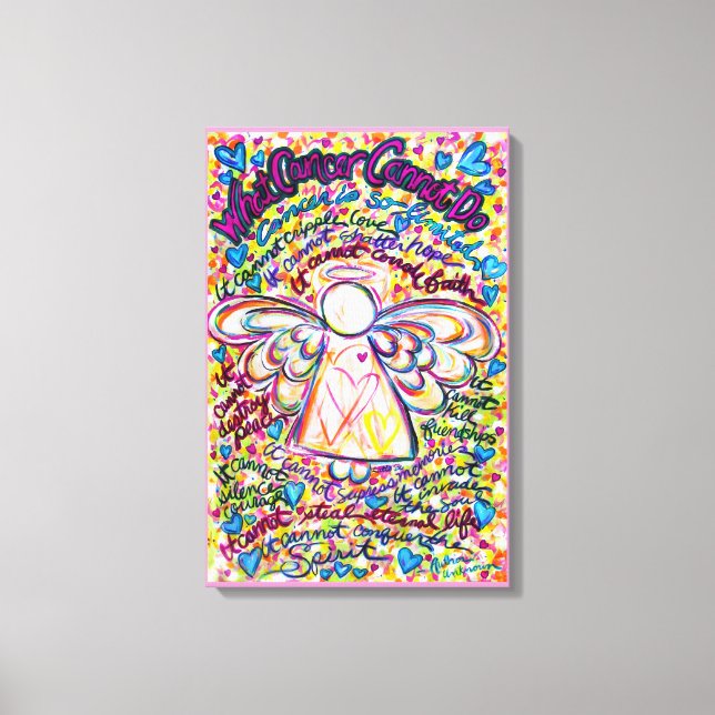 Spring Hearts Cancer Cannot Angel Canvas Painting Print (Front)