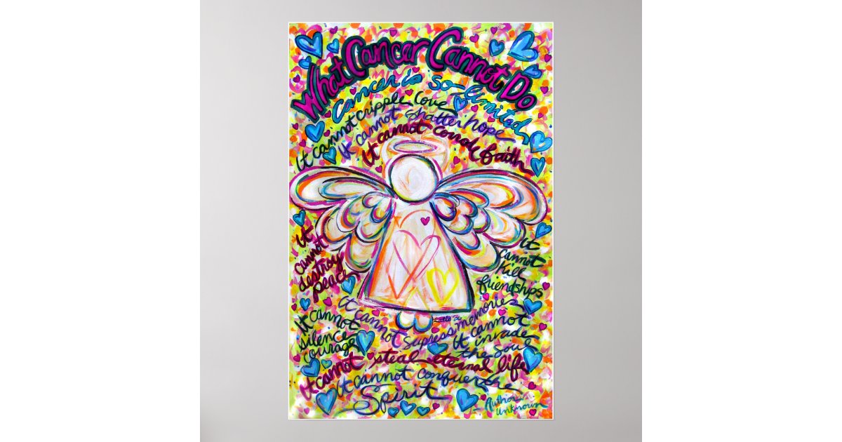 Spring Hearts Cancer Cannot Do Angel Art Painting Poster Zazzle