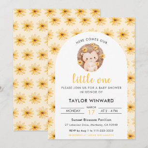 Spring Hedgehog and Daisy Baby Shower Invitation