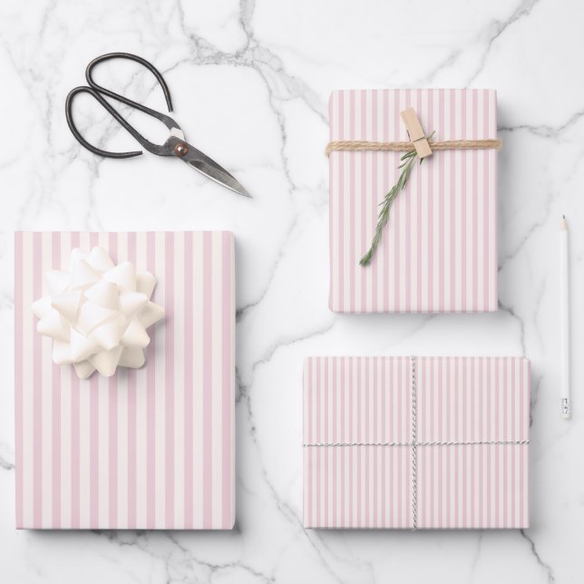 Spring Heritage Stripes | Soft Blush Wrapping Paper Sheets (Front)