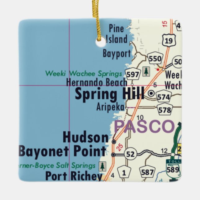 Spring Hill Florida Map Ceramic Ornament (Front)