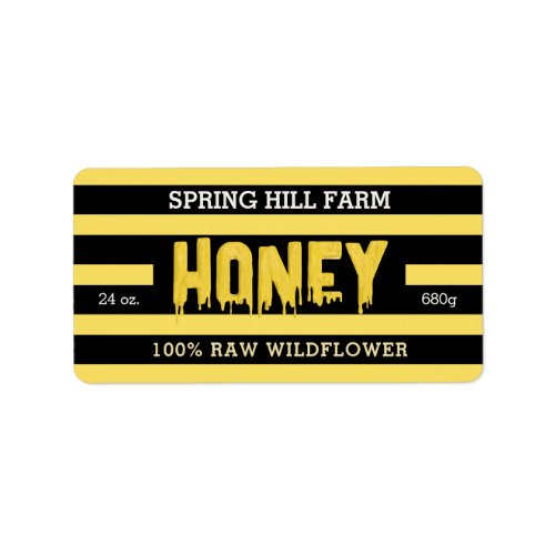 Spring Hill Gold and Black Striped Honey Jar Label