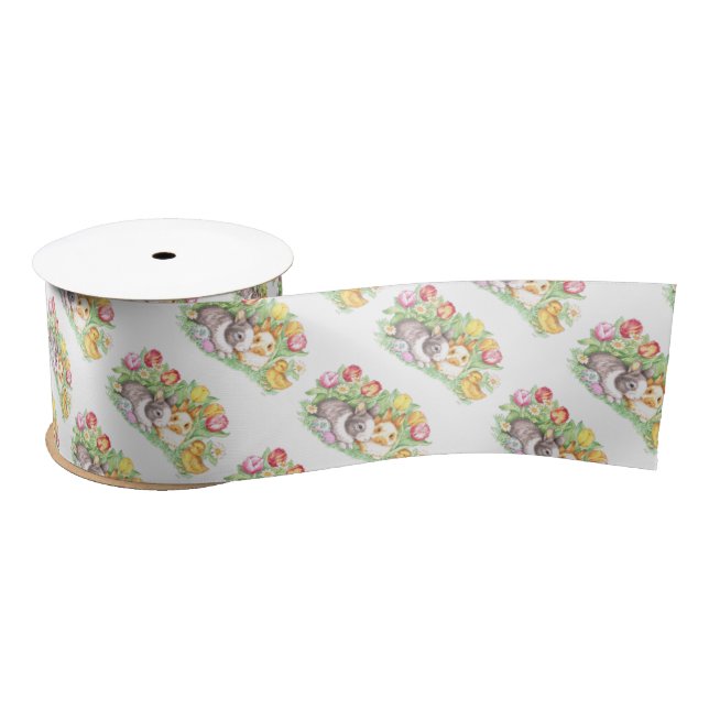 Spring Holiday Easter Bunnies Ribbon (Spool)