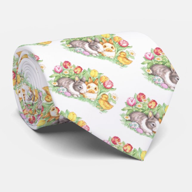 Spring Holiday Easter Bunny Neck Tie (Rolled)