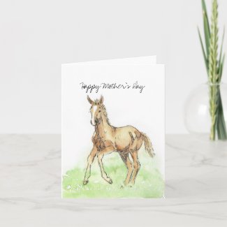 Spring Horse Foal Mother's Day Card