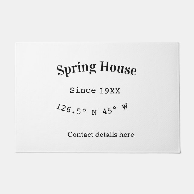 Spring house ets. Date year custom coordinates add Doormat (Front)
