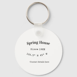 Spring house ets. Date year custom coordinates add Keychain