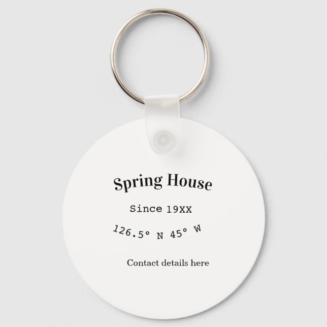 Spring house ets. Date year custom coordinates add Keychain (Front)