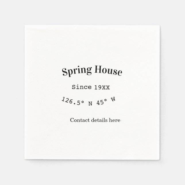 Spring house ets. Date year custom coordinates add Napkins (Front)