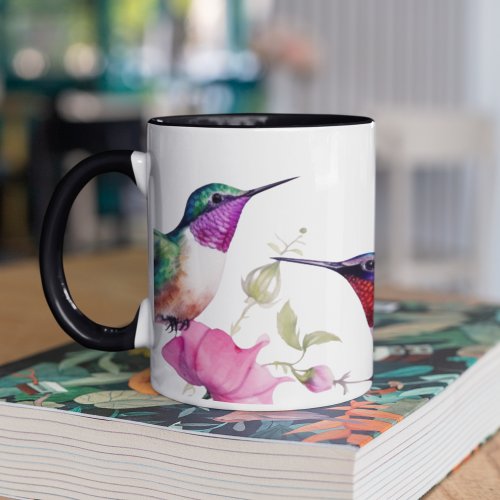 Spring Hummingbirds and Brightly Colored Flowers  Mug