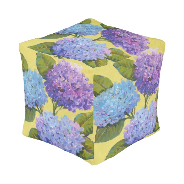 Spring Hydrangeas I Pouf (Angled Front)