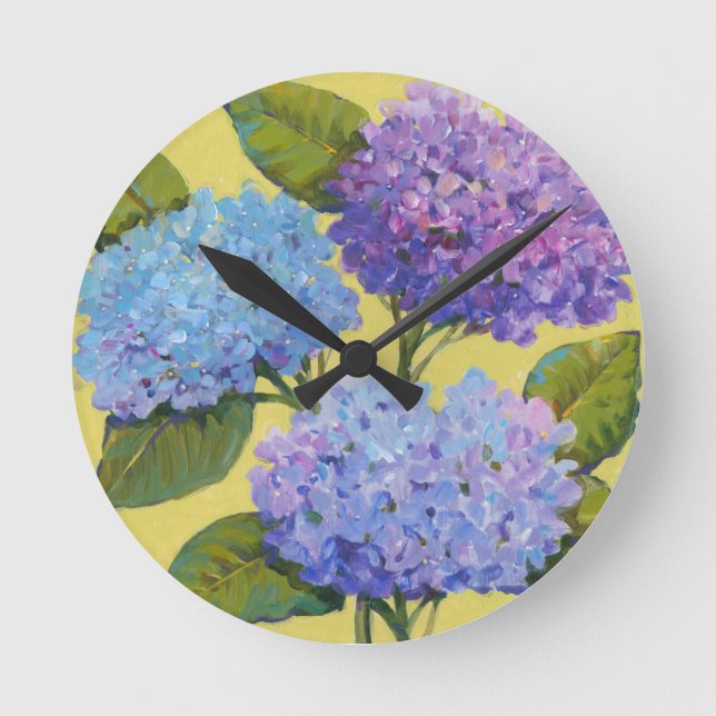Spring Hydrangeas I Round Clock (Front)