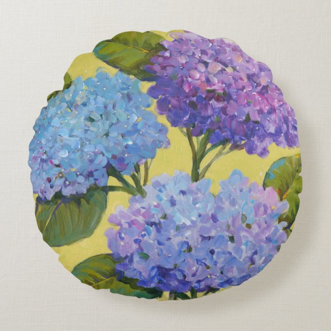 Spring Hydrangeas I Round Pillow (Front)
