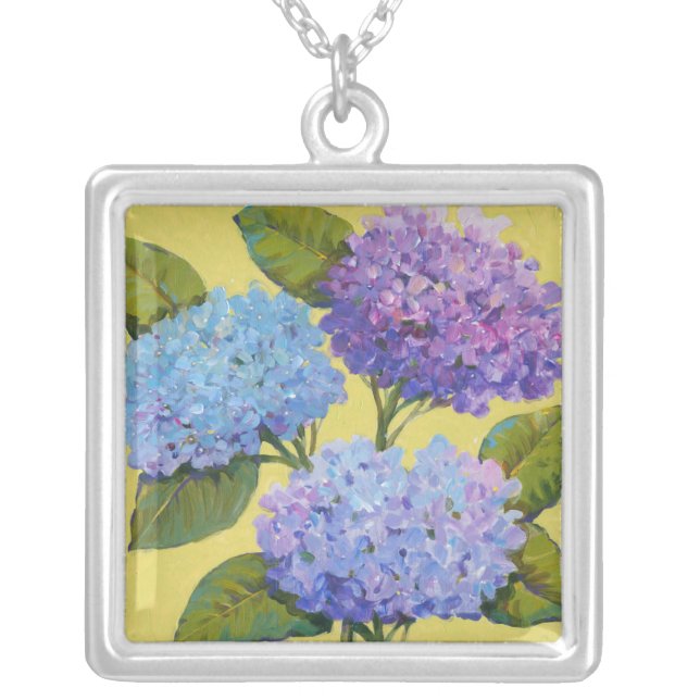 Spring Hydrangeas I Silver Plated Necklace (Front)