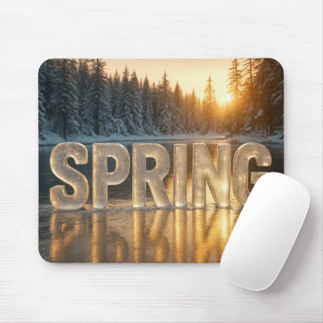 Spring Ice Text On a Frozen Lake Mouse Pad (With Mouse)