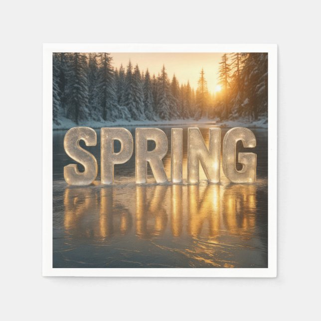 Spring Ice Text On a Frozen Lake Napkins (Front)