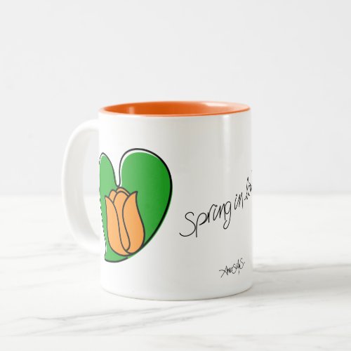 Spring in Love _ Orange Tulips Two_Tone Coffee Mug