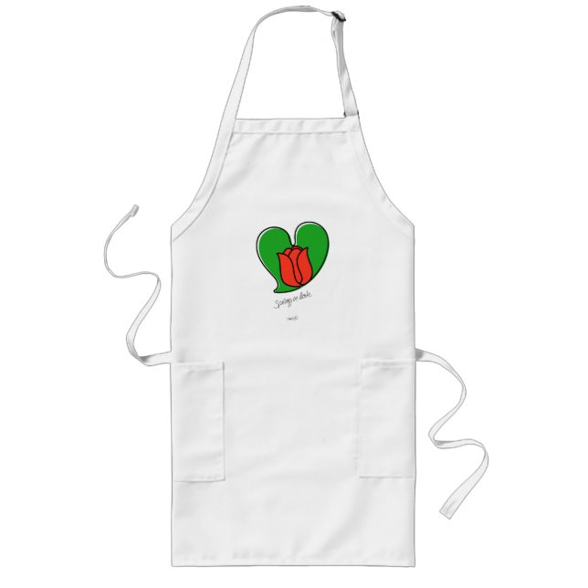 Spring in Love - Red Tulips Long Apron (Front)