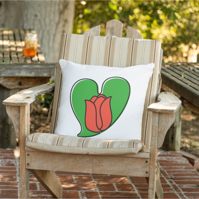 Spring in Love - Red Tulips Throw Pillow (Chair)