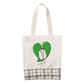 Spring in Love - White Tulips Zazzle HEART Tote Bag