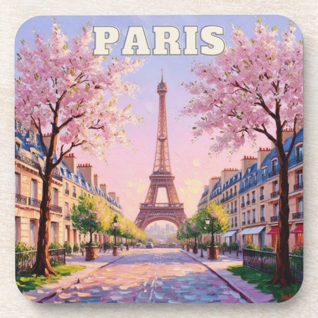 Spring in Paris Cork Coaster – French Travel (Front)