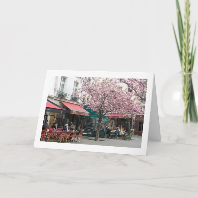Spring in Paris Folded Blank Greeting Card (Front)